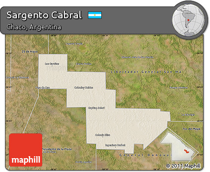 Shaded Relief Map of Sargento Cabral, satellite outside