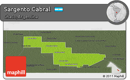 Physical Panoramic Map of Sargento Cabral, darken, semi-desaturated