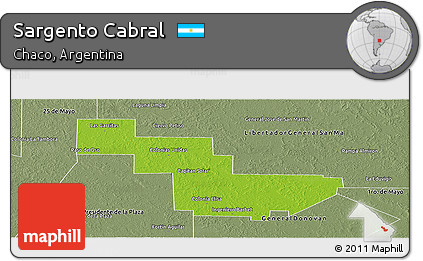 Physical Panoramic Map of Sargento Cabral, semi-desaturated