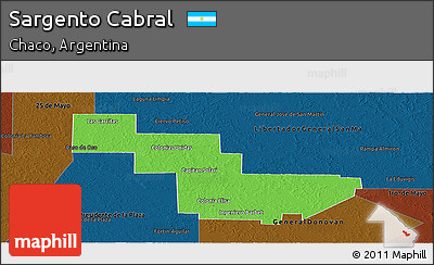 Political Panoramic Map of Sargento Cabral, darken