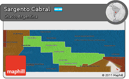 Political Panoramic Map of Sargento Cabral, darken