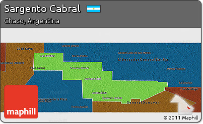 Political Panoramic Map of Sargento Cabral, darken