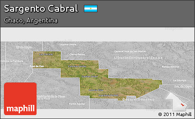 Satellite Panoramic Map of Sargento Cabral, lighten, desaturated