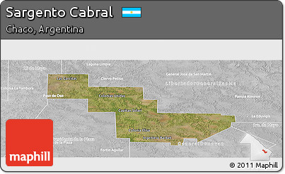 Satellite Panoramic Map of Sargento Cabral, lighten, desaturated