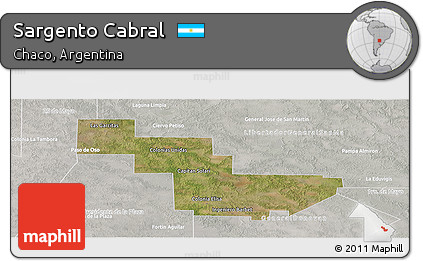 Satellite Panoramic Map of Sargento Cabral, lighten, semi-desaturated