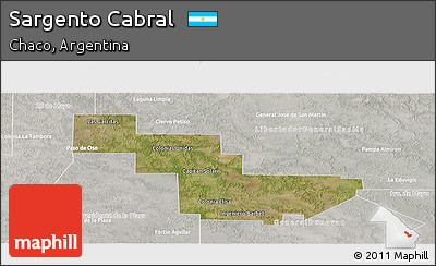 Satellite Panoramic Map of Sargento Cabral, lighten, semi-desaturated