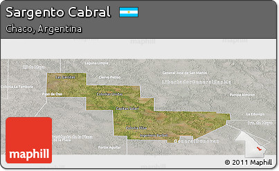 Satellite Panoramic Map of Sargento Cabral, lighten, semi-desaturated