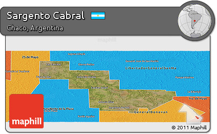 Satellite Panoramic Map of Sargento Cabral, political outside
