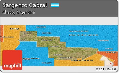 Satellite Panoramic Map of Sargento Cabral, political outside