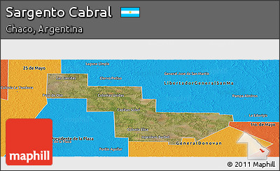 Satellite Panoramic Map of Sargento Cabral, political outside