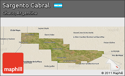 Satellite Panoramic Map of Sargento Cabral, shaded relief outside