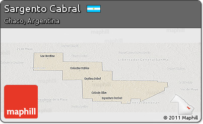 Shaded Relief Panoramic Map of Sargento Cabral, lighten, semi-desaturated