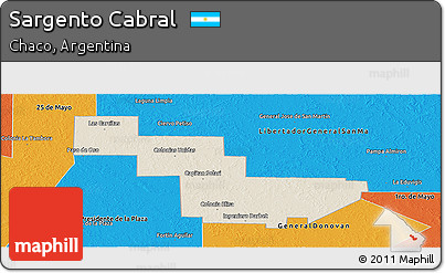 Shaded Relief Panoramic Map of Sargento Cabral, political outside