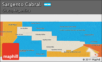 Shaded Relief Panoramic Map of Sargento Cabral, political outside