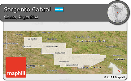 Shaded Relief Panoramic Map of Sargento Cabral, satellite outside