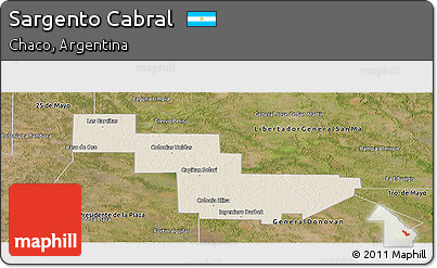 Shaded Relief Panoramic Map of Sargento Cabral, satellite outside