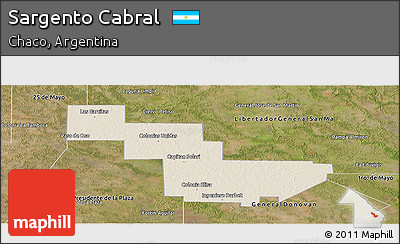 Shaded Relief Panoramic Map of Sargento Cabral, satellite outside