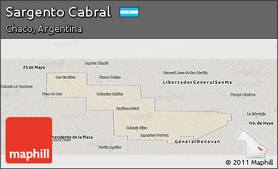 Shaded Relief Panoramic Map of Sargento Cabral, semi-desaturated
