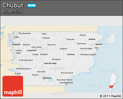 Classic Style 3D Map of Chubut, single color outside