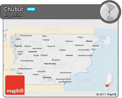 Classic Style 3D Map of Chubut, single color outside