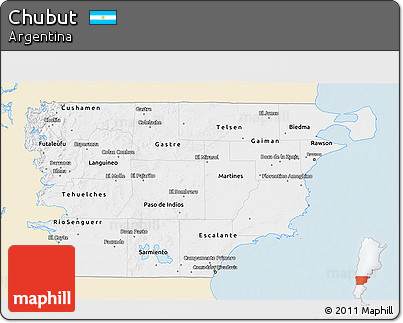 Classic Style 3D Map of Chubut, single color outside