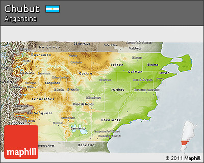 Physical 3D Map of Chubut, semi-desaturated