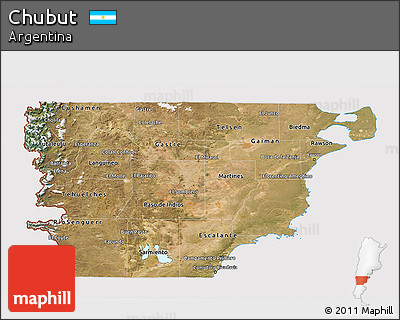 Satellite 3D Map of Chubut, cropped outside
