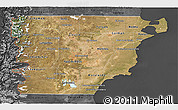 Satellite 3D Map of Chubut, darken, desaturated