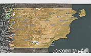 Satellite 3D Map of Chubut, darken, semi-desaturated