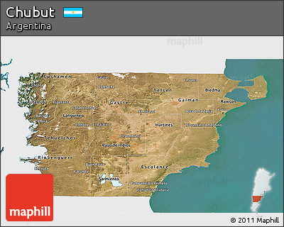 Satellite 3D Map of Chubut, single color outside