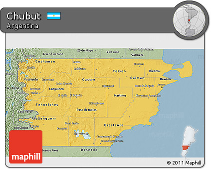 Savanna Style 3D Map of Chubut