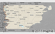 Shaded Relief 3D Map of Chubut, darken, desaturated