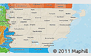 Shaded Relief 3D Map of Chubut, political shades outside