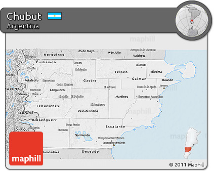 Silver Style 3D Map of Chubut