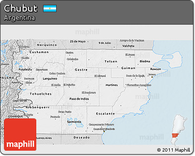 Silver Style 3D Map of Chubut