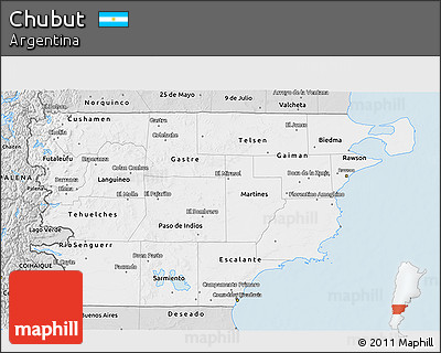 Silver Style 3D Map of Chubut
