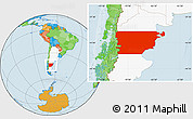 Political Location Map of Chubut, highlighted country