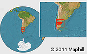 Satellite Location Map of Chubut, within the entire country
