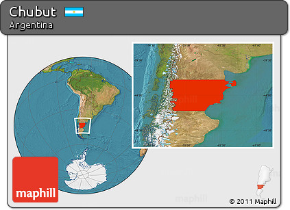 Satellite Location Map of Chubut
