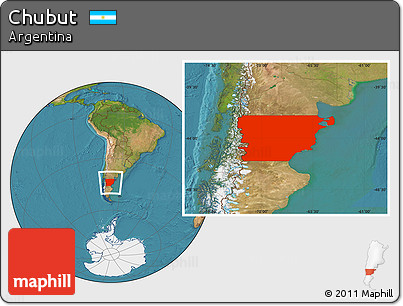 Satellite Location Map of Chubut