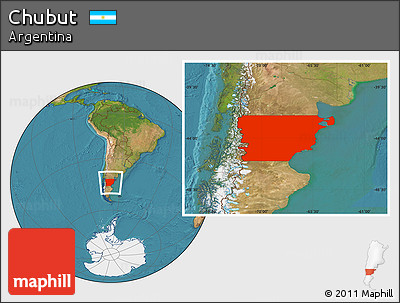 Satellite Location Map of Chubut