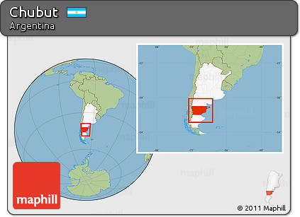 Savanna Style Location Map of Chubut, highlighted country, within the entire country