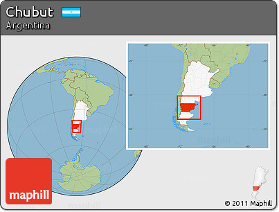 Savanna Style Location Map of Chubut, highlighted country, within the entire country