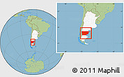 Savanna Style Location Map of Chubut, highlighted country, within the entire country