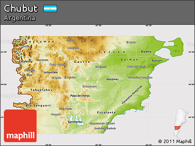 Physical Map of Chubut, cropped outside