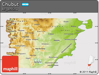 Physical Map of Chubut, cropped outside