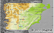 Physical Map of Chubut, darken, desaturated