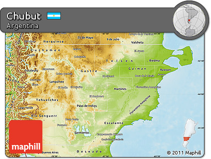 Physical Map of Chubut