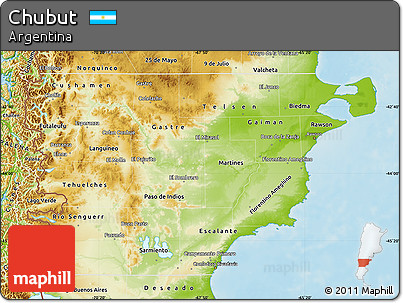 Physical Map of Chubut