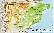 Physical Map of Chubut, shaded relief outside